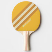 Retro Sunshine Mosterdstrepen met naam Tafeltennisbatje (Voorkant)