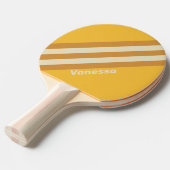 Retro Sunshine Mosterdstrepen met naam Tafeltennisbatje (Voorkant Gekanteld)