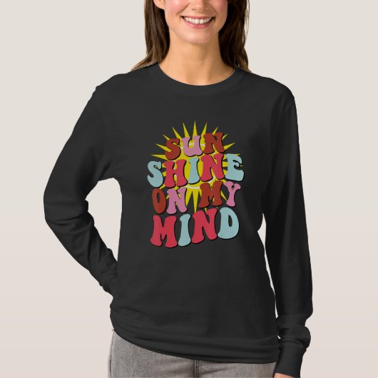 Retro Sunshine On My Mind Groovy Summer T-shirt (Voorkant)