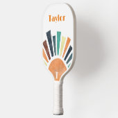 Retro Sunshine Oranje White Green Modern Monogram Pickleball Paddle (Links)