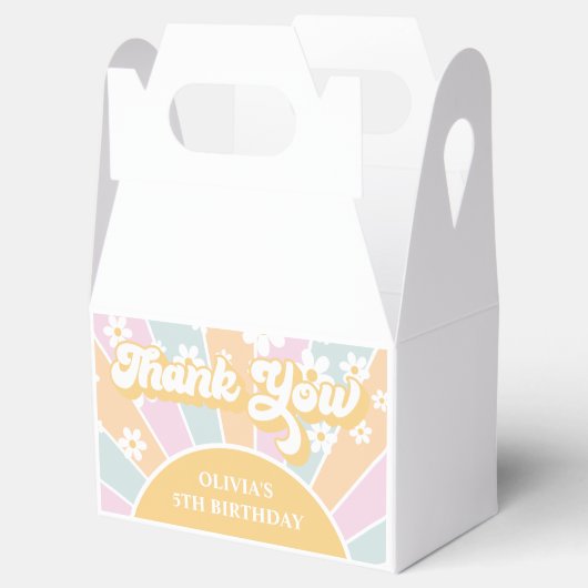 Retro Sunshine Pastel Daisy Birthday Bedankdoosjes (Geopend)
