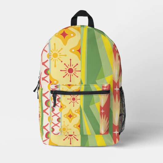Retro Sunshine Patterns – Bold Colorful  Bedrukte Rugzak (Voorkant)