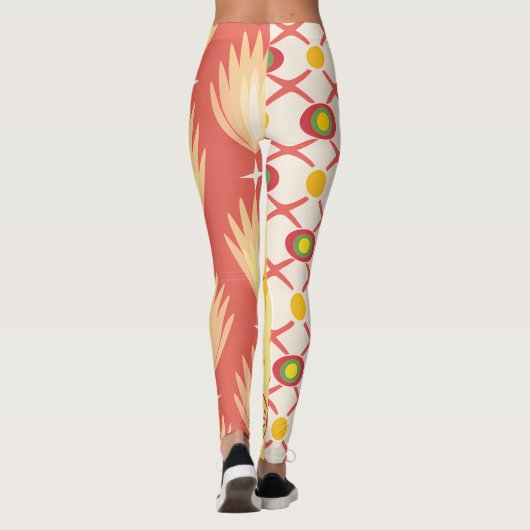 Retro Sunshine Patterns – Bold Colorful Leggings (Achterkant)