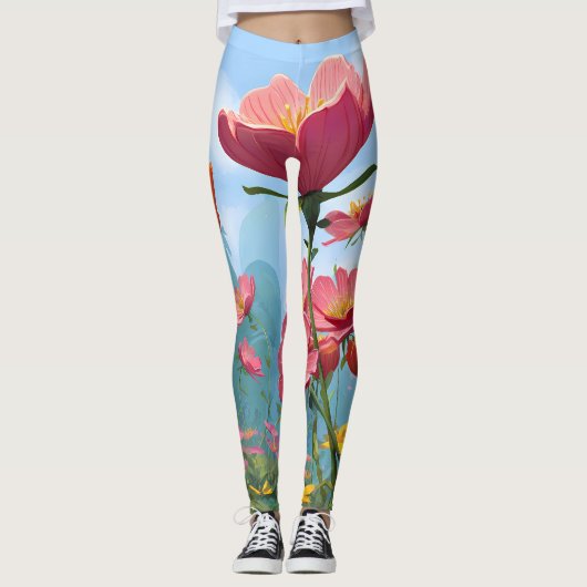 Retro Sunshine Patterns – Bold Colorful Leggings (Voorkant)