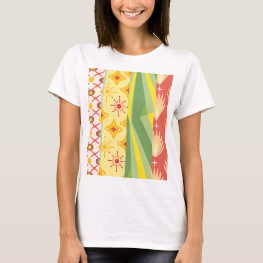 Retro Sunshine Patterns – Bold Colorful T-shirt (Voorkant)