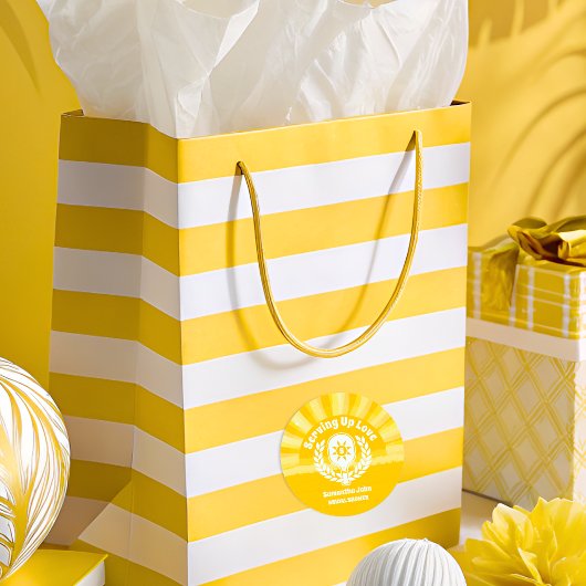 Retro Sunshine Pickleball Bruiloft Feest Ronde Sticker