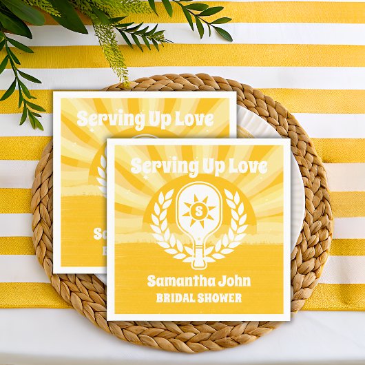 Retro Sunshine Pickleball Bruiloft Feest Servet