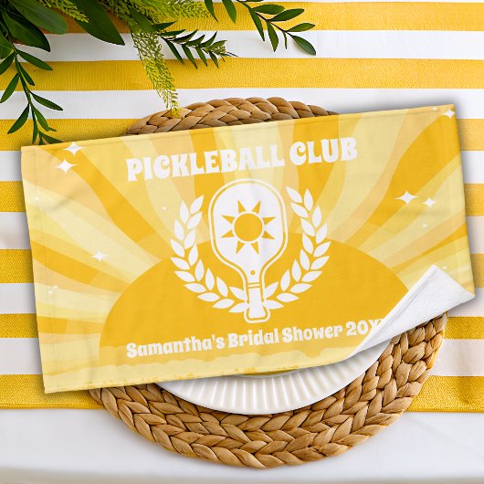 Retro Sunshine Pickleball Club Vrijgezellenfeest Handdoek