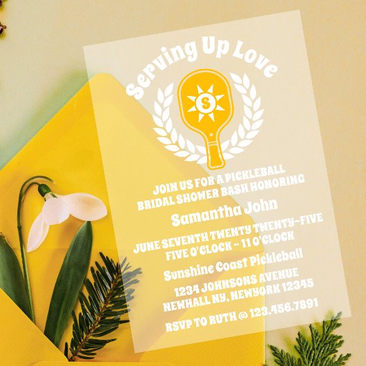 Retro Sunshine Pickleball Vrijgezellenfeest Acryl Uitnodigingen