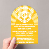 Retro Sunshine Pickleball Vrijgezellenfeest Acryl Uitnodigingen (Insitu (Draagbaar))