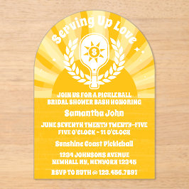 Retro Sunshine Pickleball Vrijgezellenfeest Acryl Uitnodigingen