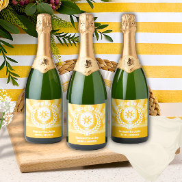 Retro Sunshine Pickleball Vrijgezellenfeest Sparkling Wijnetiket