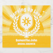 Retro Sunshine Pickleball Vrijgezellenfeest Sparkling Wijnetiket (Enkel label)