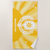 Retro Sunshine Pickleball Vrijgezellenfeest Strandlaken (Voorkant)
