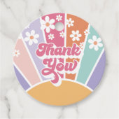 Retro Sunshine Rainbow Daisy Bedankt Bedankjes Labels (Voorkant)