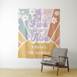 Retro Sunshine Rainbow Five is een Vibe Wandkleed