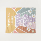 Retro Sunshine Regenboog Vijf is een Sfeer Wandkleed (Voorkant (horizontaal))