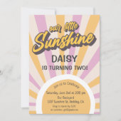 Retro Sunshine Summer Birthday Invitation Kaart (Voorkant)