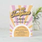 Retro Sunshine Summer Birthday Invitation Kaart (Staand voorkant)