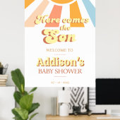 Retro Sunshine Sun Baby shower welkom poster (Thuiskantoor)