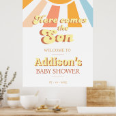 Retro Sunshine Sun Baby shower welkom poster (Keuken)