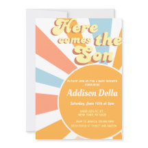 Retro Sunshine Sun Theme Boy Baby shower