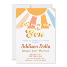 Retro Sunshine Sun Theme Boy Baby shower