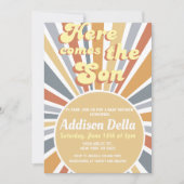 Retro Sunshine Sun Theme Boy Baby shower Kaart (Voorkant)