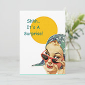 Retro  Sunshine Surprise Party Invitation Kaart (Staand voorkant)