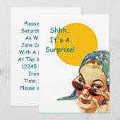 Retro  Sunshine Surprise Party Invitation Kaart (Voorkant / Achterkant)