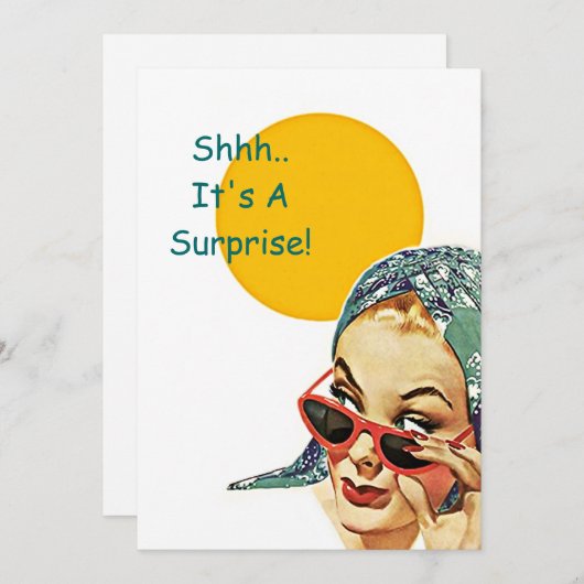 Retro  Sunshine Surprise Party Invitation Kaart (Voorkant / Achterkant)