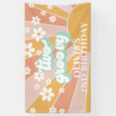 Retro Sunshine Twee Groovy Daisy Verjaardag Spandoek (Verticaal)