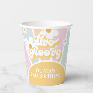 Retro Sunshine Twee Groovy pastel Daisy Verjaardag Papieren Bekers