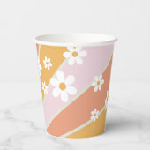 Retro Sunshine Two Groovy Daisy Birthday Papieren Bekers (Achterkant)