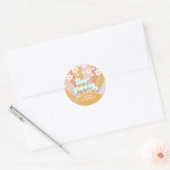 Retro Sunshine Two Groovy Daisy Birthday Ronde Sticker (Envelop)