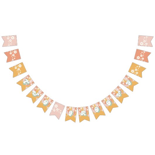 Retro Sunshine Two Groovy florale verjaardagstanne Vlaggetjes (Alle)