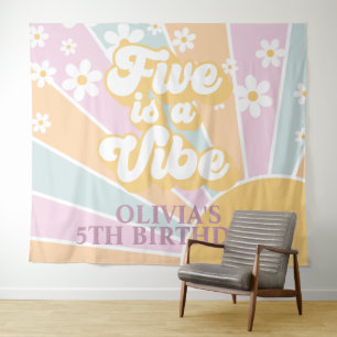 Retro Sunshine Two Groovy Pastel Daisy Birthday Ba Wandkleed