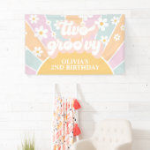 Retro Sunshine Two Groovy Pastel Daisy Birthday Spandoek (Insitu)