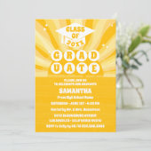 Retro Sunshine Uitnodiging voor afstudeerfeest (Staand voorkant)