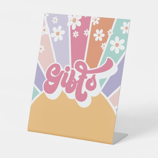 Retro Sunshine Verjaardag Gift Tafel Reclamebord Met Voetstuk (Voorkant)