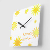 Retro Sunshine Vierkante Klok (Hoek)