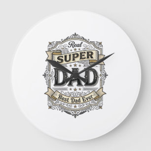 Retro Super Dad Badge T-shirt Ontwerp_1 Grote Klok