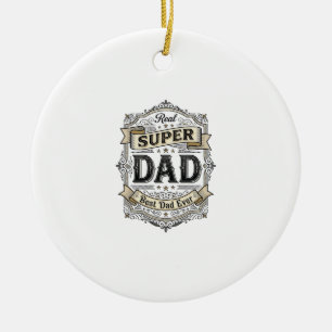 Retro Super Dad Badge T-shirt Ontwerp_1 Keramisch Ornament