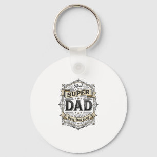 Retro Super Dad Badge T-shirt Ontwerp_1 Sleutelhanger