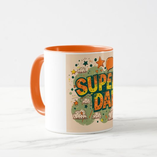 Retro Super Dad Starry Cloud Mok (Voorkant links)