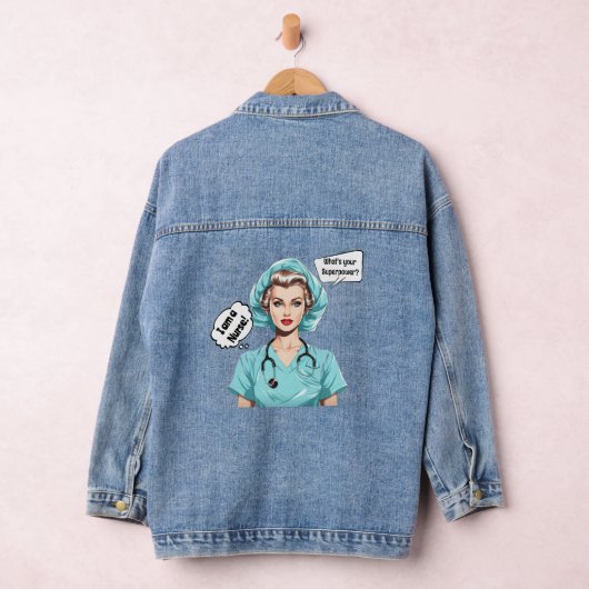 Retro  Super Hero Verpleegster Denim Jas Denim Jacket (Hangar)