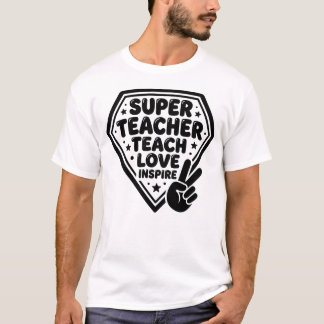 Retro Super Leraar Vredesteken T-shirt