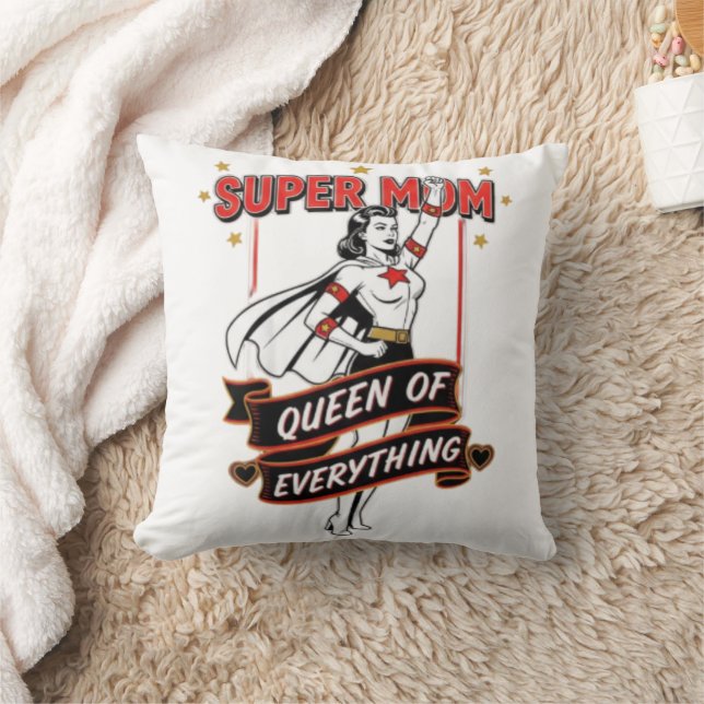 Retro Super Mom Queen of Everything Art Tee Kussen (Deken)