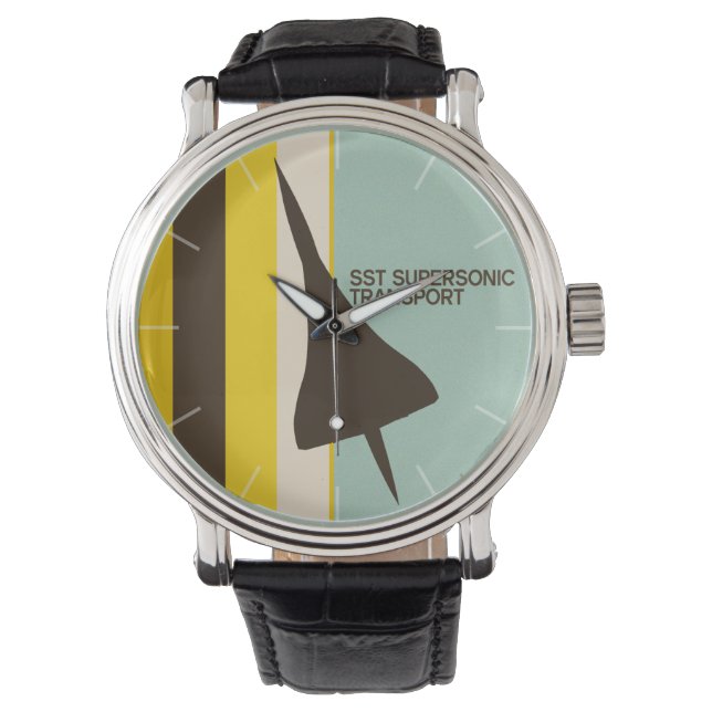 Retro Super Sonic Transport Vliegtuig Horloge (Voorkant)