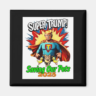 Retro Super Trump 2025 Bescherm onze katten en een Magneet